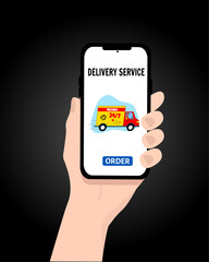 Online delivery 24/7 phone concept. Vector  illustration 