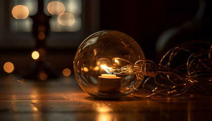 The old fashioned lantern ignites romance with glowing filament ideas generated by AI