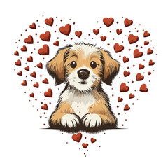 A heart made out of puppy paws: Funny Cartoon Design - Cute Vector Illustration