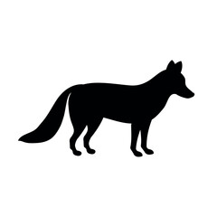 Vector flat hand drawn fox silhouette isolated on white background