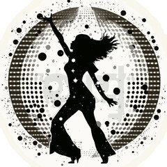 Silhouette of a Woman Dancing Against a Disco Ball: Captivating Artwork