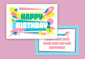 Blue Risograph Birthday Card