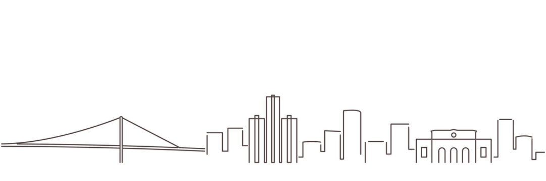 Detroit Dark Line Simple Minimalist Skyline With White Background