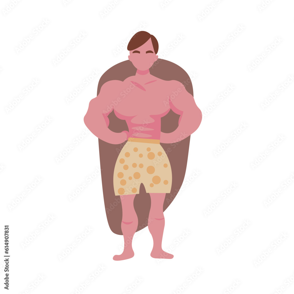 Wall mural Muscled man in underwear on white background