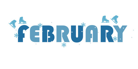 Word FEBRUARY on white background