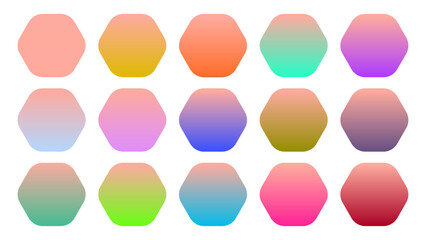 Colorful Light Salmon Color Shade Linear Gradient Palette Swatches Web Kit Rounded Hexagons Template Set