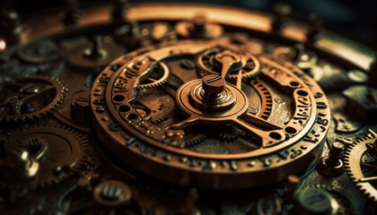 Fototapeta na wymiar Precision teamwork disassembles antique pocket watch for repairing engine pinion generated by AI