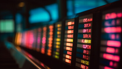 Business travel delayed, check digital display for updated arrival time generated by AI