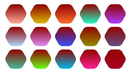 Colorful Ruby Color Shade Linear Gradient Palette Swatches Web Kit Rounded Hexagons Template Set