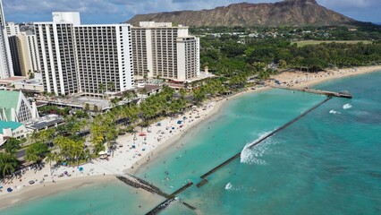 Beautiful beach views in Honolulu Hawaii