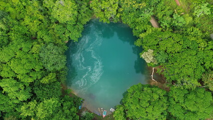Laguna Cristal, Dominican Republic. Aerial drone photo - obrazy, fototapety, plakaty