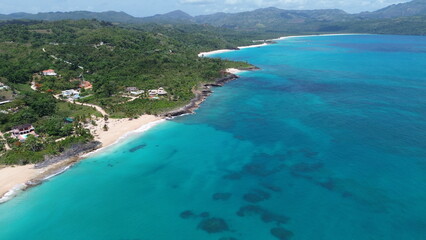 Playa Colorada, beach in Dominican Republic. Aerial drone photo.