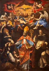 Tuinposter NAPLES, ITALY - APRIL 23, 2023: The painting St. Biagio with St. Anthony and Raymond of Penyafort in the church Basilica di Santa Maria della Sanita by  Agostino Beltrano (1653).  © Renáta Sedmáková