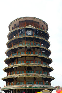 "Perak, Malaysia- Circa June, 2023- A picture with noise effect of Menara Condong Teluk Intan during daytime."