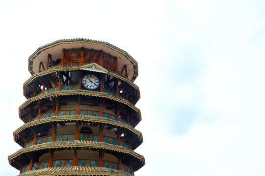 "Perak, Malaysia- Circa June, 2023- A picture with noise effect top of Menara Condong Teluk Intan during daytime."