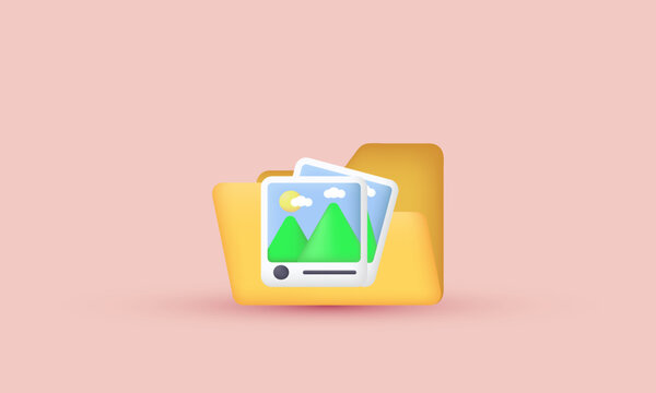 illustration creative 3d icon folder photo image concept symbols isolated on background