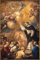 NAPLES, ITALY - APRIL 23, 2023: The painting of Sermon of St. Vincent Ferrer  in the church...