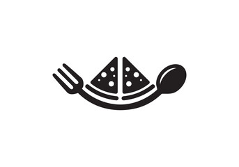 cutlery with pizza simple food logo design