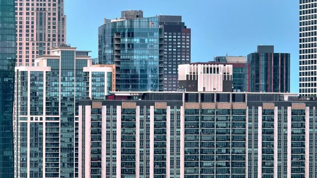 The skyscrapers of Chicago downtown aerial view over the city - aerial photography by drone