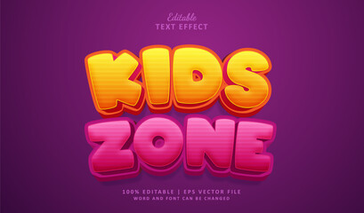 Kids Zone Text Effect Style. Editable text Effect Style Comic Bold 3D.