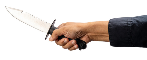Hand Holding knife on White Background With png file.