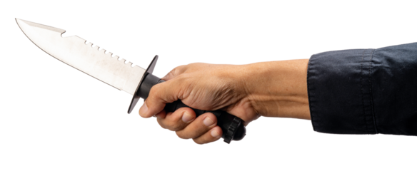 Hand Holding knife on White Background With png file.