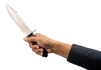 Hand Holding knife on White Background With png file.
