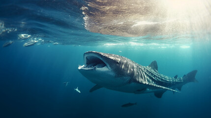 shark underwater view,  Underwater photography. Generative AI