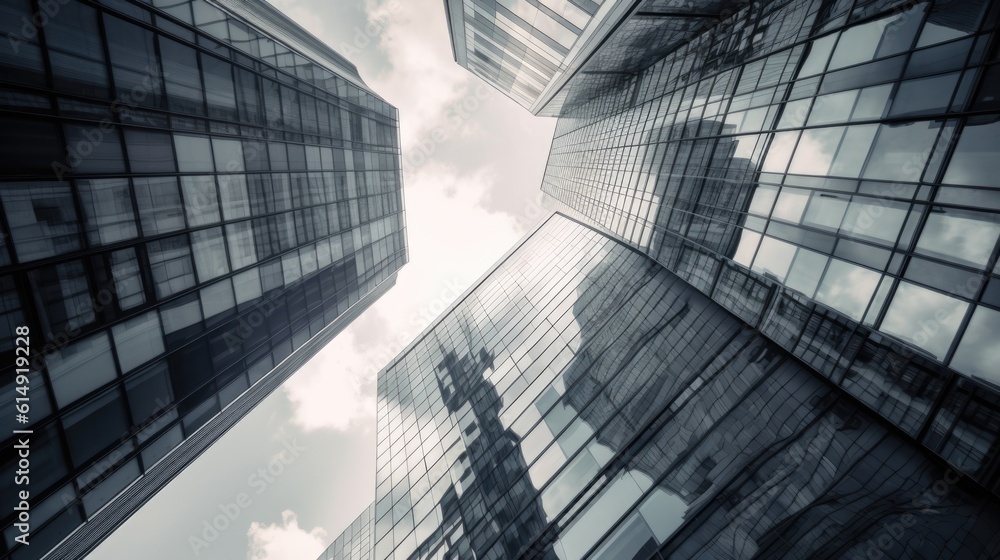 Aufkleber modern and tall business building scenery touching the sky. generative ai aig21.