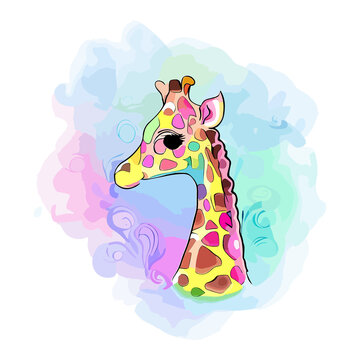 Expressive and Whimsical Giraffe Design, Generative AI