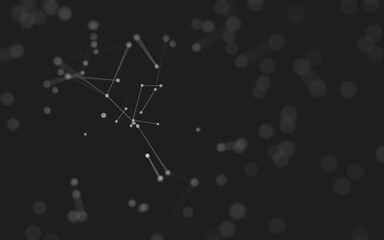 Abstract background. Molecules technology with polygonal shapes, connecting dots and lines. Connection structure. Big data visualization.