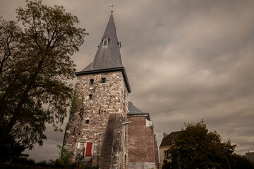 Tower of the Hervormde Kerk Vaals, the protestant reformed church of Vaals, Netherlands. It's a...