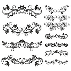Floral swirl decorative ornament set vector