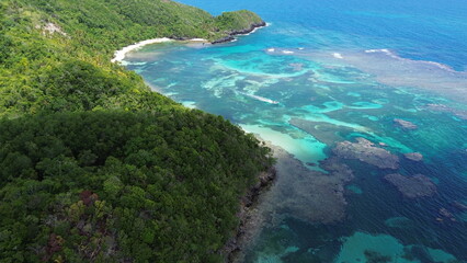 Playa Ermitano, El Valle, Samana, beach in Dominican Republic. Aerial drone photo.