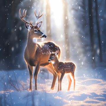 deer with baby
