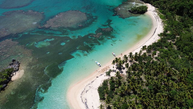 Playa Ermitano, El Valle, Samana, beach in Dominican Republic. Aerial drone photo.