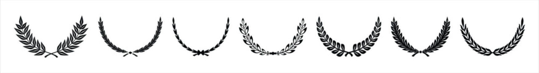 Circular laurel foliate vector icon set