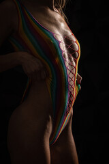 rainbow bodysuit in female bodyscape