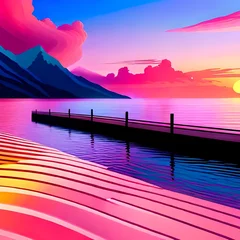 Gordijnen sunset on the lake © Nuno