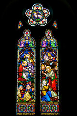 Stained glass window in an old church in Horsham England