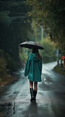 Walking in the rain ai generated