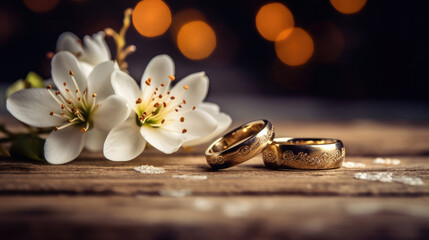 Obraz na płótnie Canvas Close up photo of 2 wedding rings