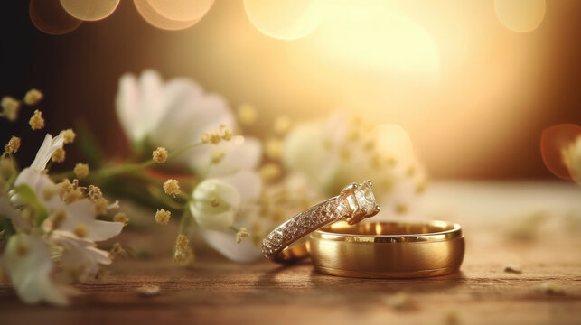 Close up photo of 2 wedding rings