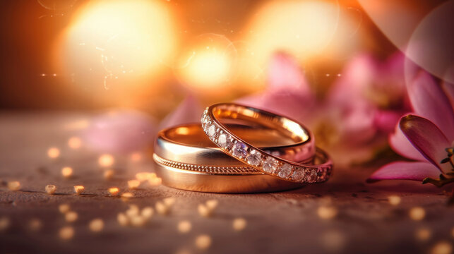 Close up photo of 2 wedding rings