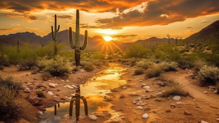 A sunrise over the Sonoran Desert near Scottsdale, Arizona - obrazy, fototapety, plakaty