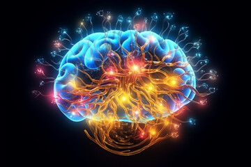 Electrons revolving around the brain inside someone's head made with generative ai