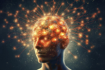 electrons revolving around the brain inside someone's head made with generative ai