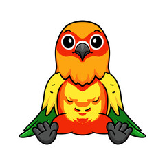 Cute yellow and green parrot lovebird cartoon