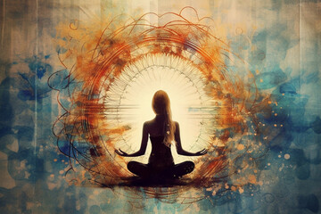 abstract picture of woman doing yoga and meditating