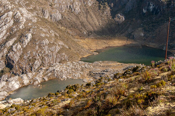 Anteojos lake, near the Mukumbari Loma Redonda cable car station. Traveling through Venezuela, Sierra Nevada National Park, Merida state